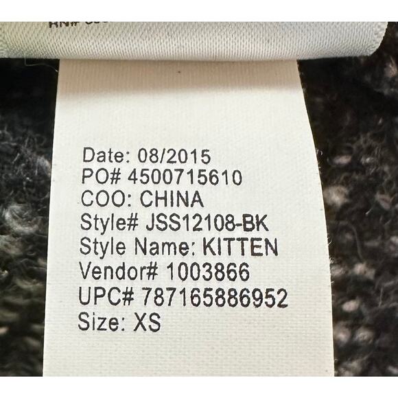2/$15 Jessica Simpson Wool Blend Kitten Sweater Black Gray Metallic Size XS - Picture 12 of 13